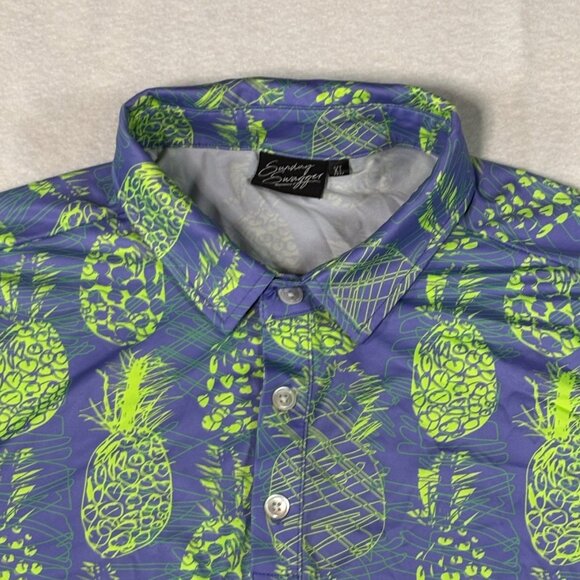 Sunday Swagger Polo Shirt Mens XL Pineapple Geometric Performance Stretch Golf - Picture 1 of 8